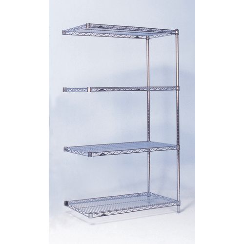 Slingsby chrome wire shelving system add-on bay - 4 shelf levels, height 1590mm