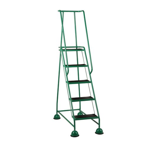 Economy cup steps with full handrail 5 tread in green - Colour: Green - Finish: Painted