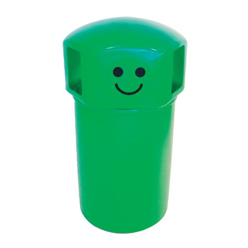 145L Hooded top litter bin with smiley face logo - Green - Capacity L: 145 - Colour: Green