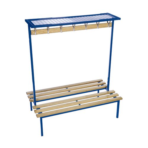 Evolve duo bench with mesh top shelf 1000 x 800mm 10 hooks - 2 uprights - blue - Colour: Blue