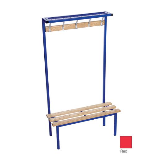 Evolve solo bench with mesh top shelf 1500 x 400mm 7 hooks - 2 uprights - red - Colour: Red