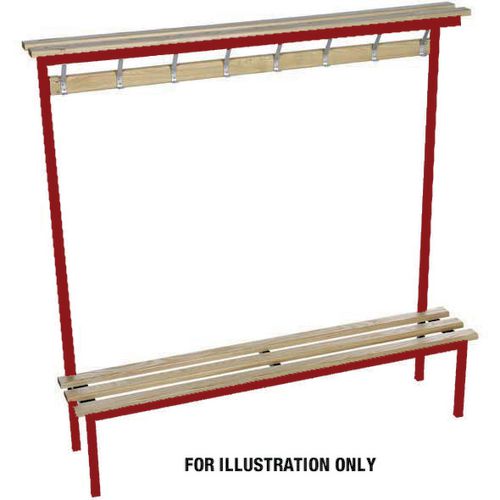 Evolve solo bench with wood top shelf 1000 x 400mm 5 hooks - 2 uprights - red - Colour: Red