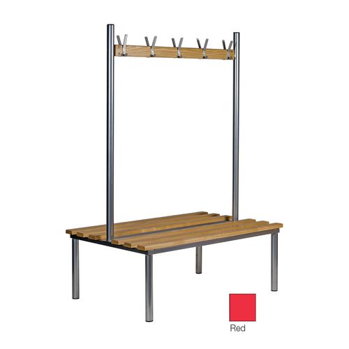 Club duo changing room bench - Bench Height mm: 450 - Colour: Red - Depth mm: 800