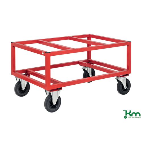 Konga raised pallet dollies - UK pallet size, braked - Capacity kg: 800 - Colour: Red