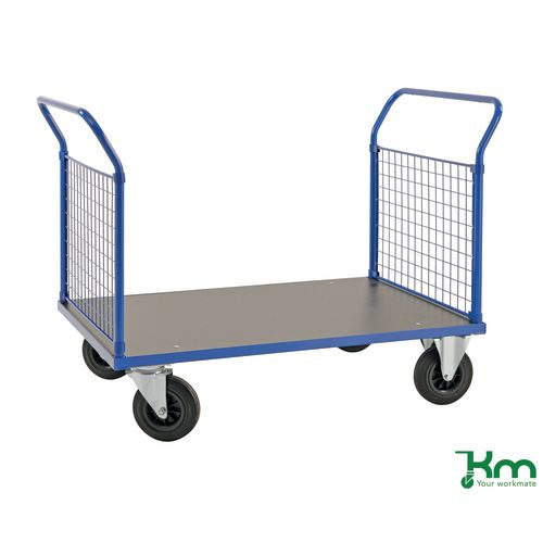 Konga heavy duty platform truck with mesh sides, braked - Capacity kg: 650 - Frame Colour: Blue