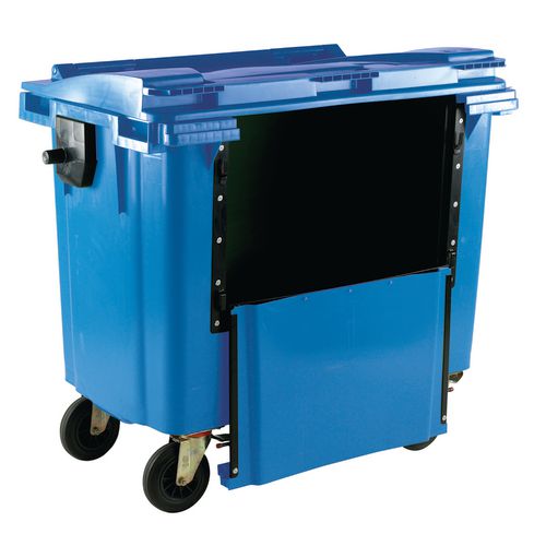 4 wheeled bin with drop down front - Capacity L: 660 - Colour: Blue - Depth mm: 770