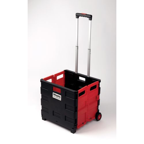 Folding box trolleys - 35kg capacity - Capacity kg: 35 - Colour: Black/red - External Height mm: 980