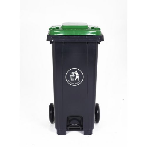 Pedal operated wheeliebin with coloured lid - Capacity L: 120 - Colour: Dark grey - Depth mm: 460